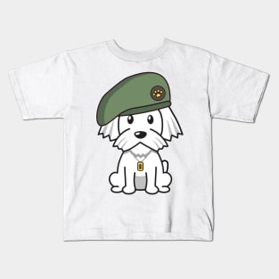 Green Beret white dog Kids T-Shirt